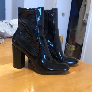 Aurelia black patent booties